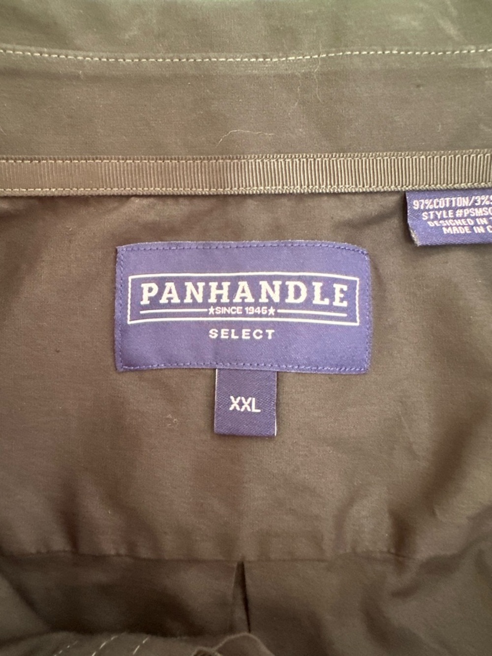 Men’s Panhandle Select Dark Green Solid Stretch Poplin Button up Long sleeve - Picture 3 of 11